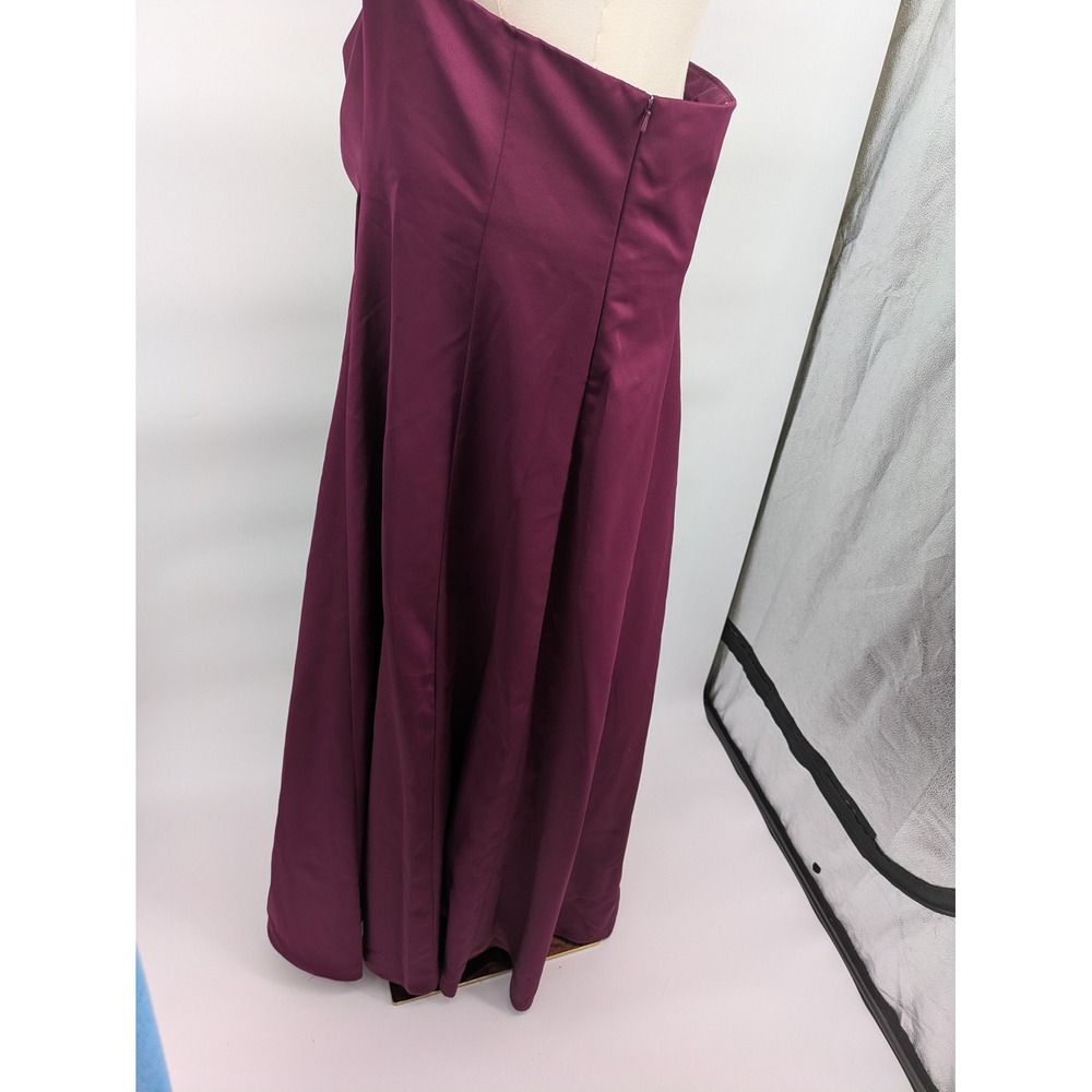 Davids Bridal Strapless Gown Women 18 Plum Purple Beaded Ruched Slit F12385 Flaw - Picture 13 of 15